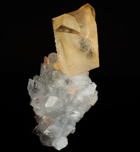 Calcite Golden Color with Apophyllite Natural Mineral Specimen # B 6604
