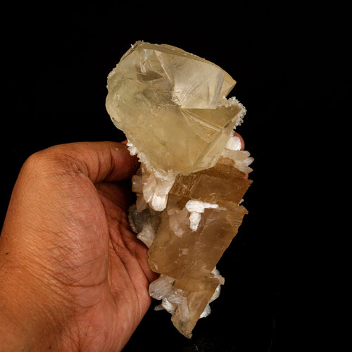 Calcite Golden Color with Stilbite Natural Mineral Specimen # B 6616