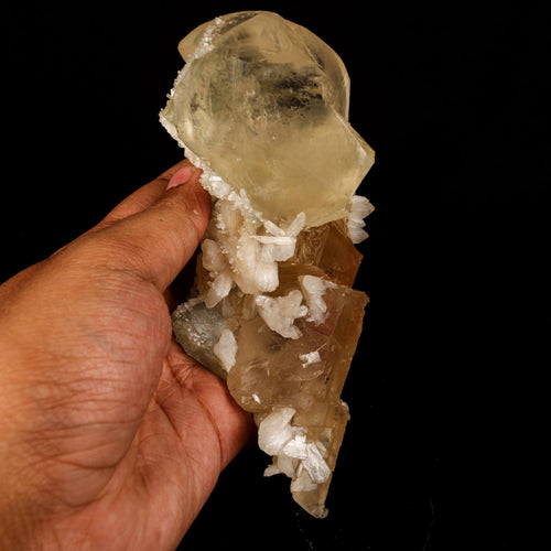 Calcite Golden Color with Stilbite Natural Mineral Specimen # B 6616