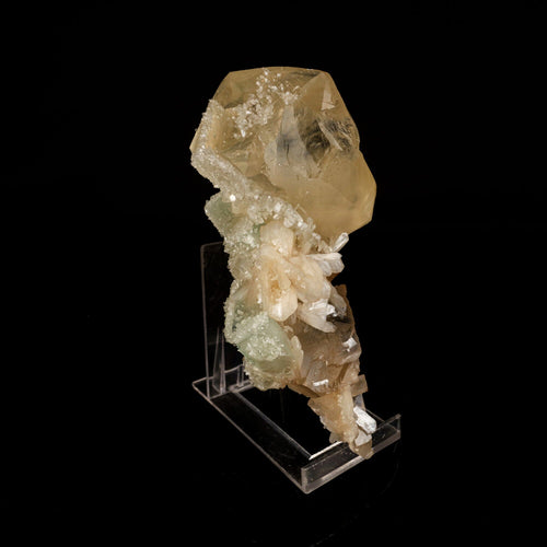 Calcite Golden Color with Stilbite Natural Mineral Specimen # B 6616