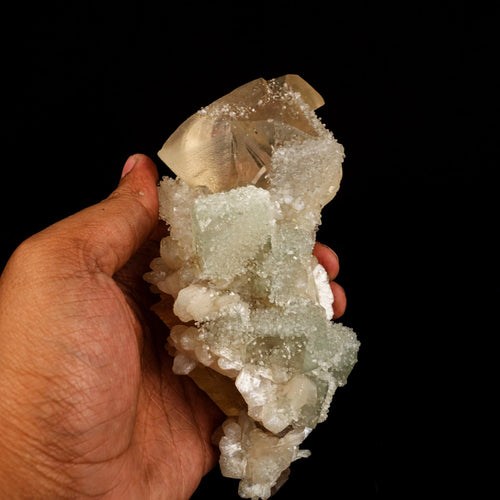 Calcite Golden Color with Stilbite Natural Mineral Specimen # B 6616
