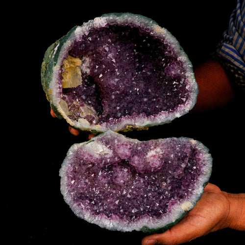 Calcite Inside Sparkling Amethyst Geode Natural Mineral Specimen  # B 5217