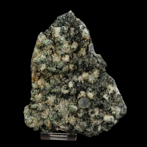Calcite on Babingtonite & Chalcedony Natural Mineral Specimen # B 6659