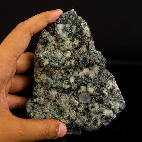Calcite on Babingtonite & Chalcedony Natural Mineral Specimen # B 6659