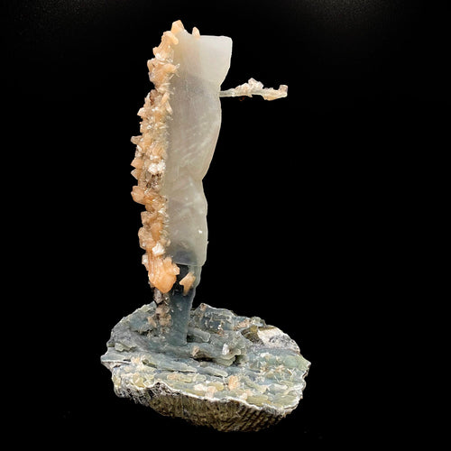 Calcite Tower with Stilbite and Chalcedony Natural Mineral Specimen # DK188
