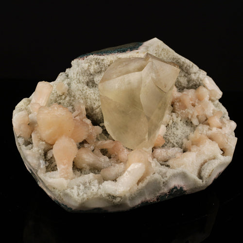 Calcite with Stilbite and Chalcedony Natural Mineral Specimen # B 5743