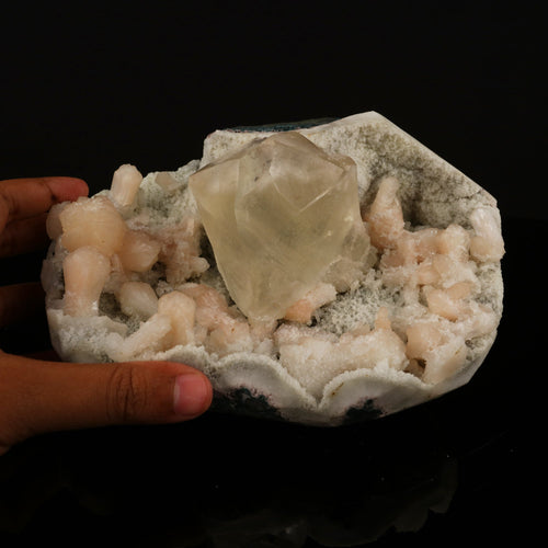Calcite with Stilbite and Chalcedony Natural Mineral Specimen # B 5743
