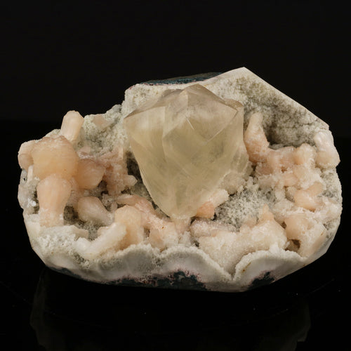 Calcite with Stilbite and Chalcedony Natural Mineral Specimen # B 5743