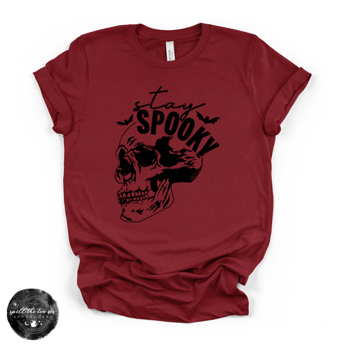 Stay Spooky Skull Tee | Gothic Floral Skull Graphic T-Shirt