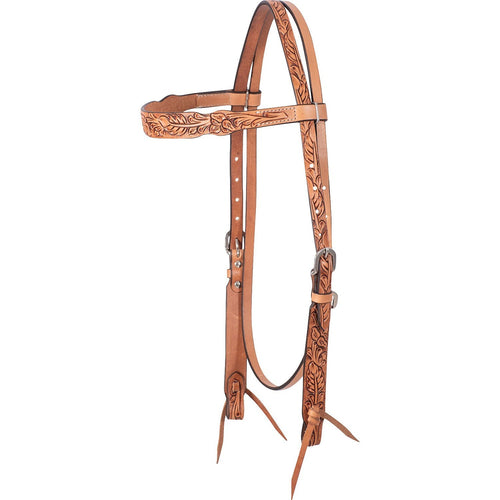 Cashel Antiqued Leaf Tooled Leather Browband Ear Headstall