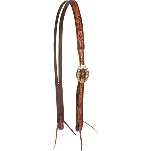 Cashel Two-Toned Floral Tooled Leather Split Ear Headstall