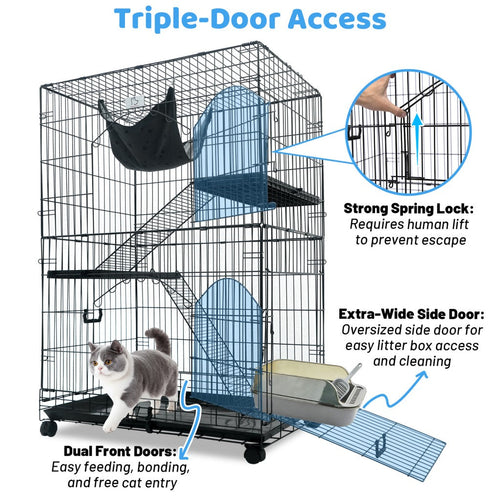 50 Inch 3-Tier Cat Cage with Plastic Platforms CT52