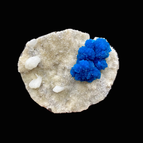 Rare Indian Cavansite Crystal Cluster with Stilbite on Heulandite Matrix – Pune, India DK171