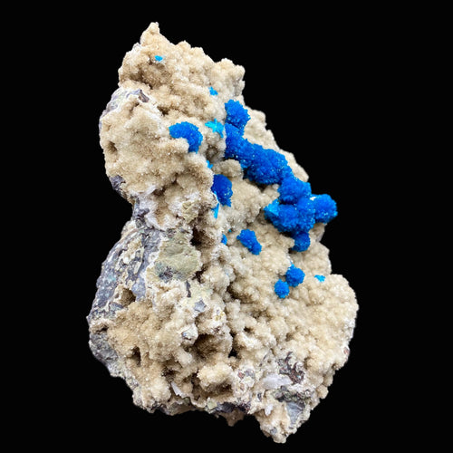Massive Electric Blue Cavansite on Heulandite – Rare Indian Zeolite Collector Specimen (7 Inch, 4.5 LB) DK93