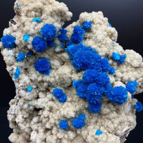 Massive Electric Blue Cavansite on Heulandite – Rare Indian Zeolite Collector Specimen (7 Inch, 4.5 LB) DK93