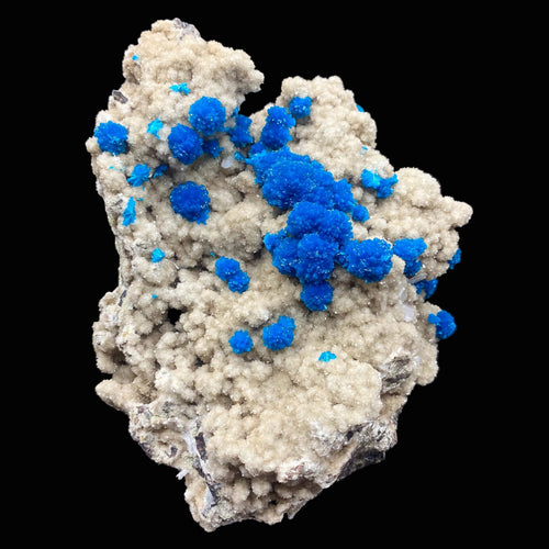 Massive Electric Blue Cavansite on Heulandite – Rare Indian Zeolite Collector Specimen (7 Inch, 4.5 LB) DK93