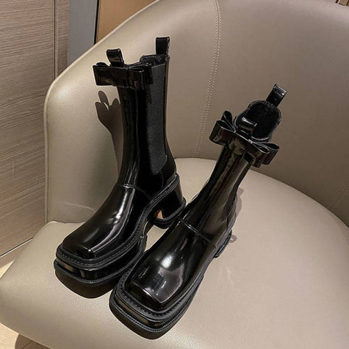 Fashion Women's Leather Bow Martin Boots