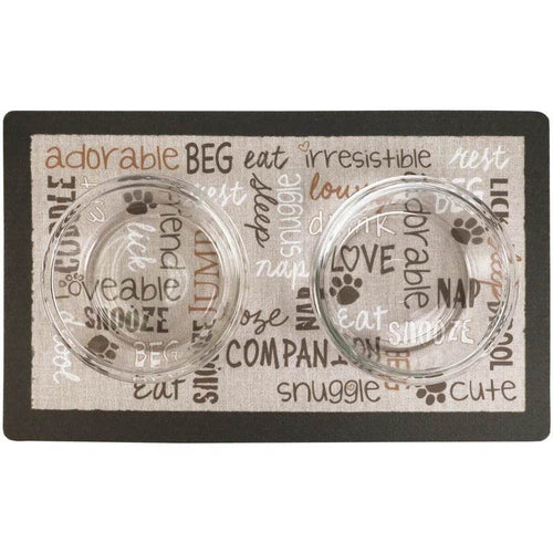 Premium Pet Bowl Placemat - Thin Absorbent Waterproof Feeding Mat for Dogs & Cats | Machine Washable Floor Protection