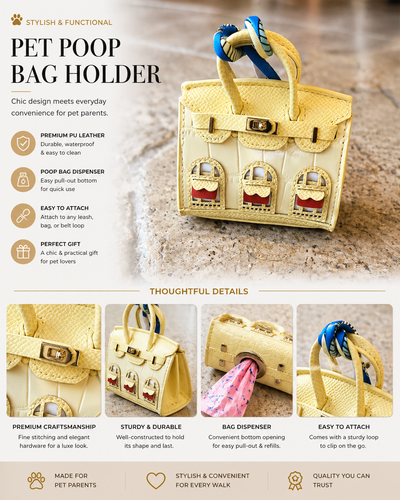Luxury Dog Poop Bag Holder | Designer Waste Bag Dispenser Clip-On