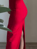 Red Sexy Back Slit Suspender Maxi Dress