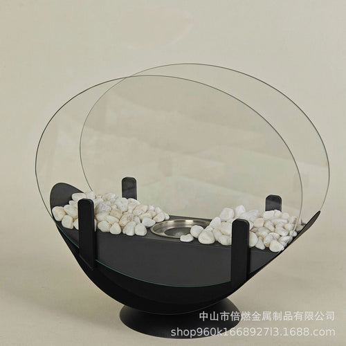Alcohol Fireplace Lamp Indoor Real Fire Heating Atmosphere Desktop Oval