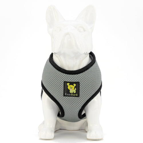EcoBark Gray Dog Harness - Over-the-Head Dog Soft Mesh Vest Halter for Small to Medium Dogs and Puppies