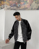 BLACK Urban style Loose Plus Size Leather Plaid Baseball Jacket