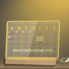 Acrylic Dry Wipe Board With LED Light Transparent Desktop Calendar White Holder
