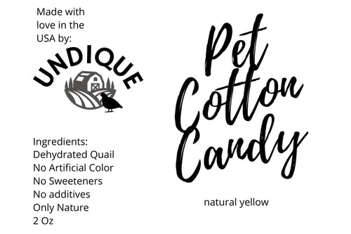 Pet Cotton Candy - Quail All Natural Protein-Rich Fluffy Treat for All Pets, one Ingredient only pet Treat and Food Topper for picky Eaters or gourmets. Made from Premium Quail Meat