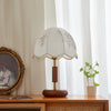 French Retro Fabric Oak Solid Wood Fabric Table Lamp Bedroom Ambience Light