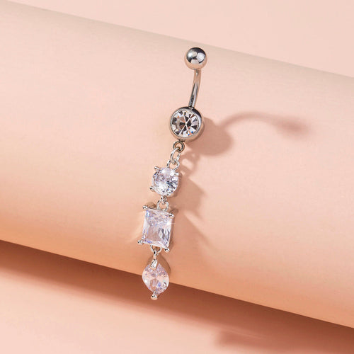 Shining Zircon Long Navel Nail Body Piercing Jewelry For Women