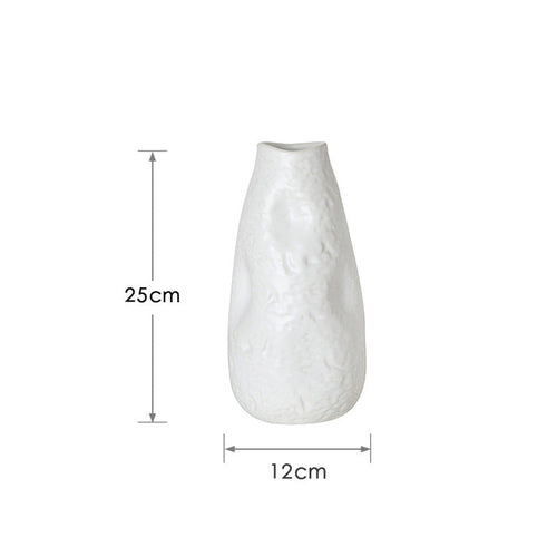 Nordic Simple Ceramic Concave White Vase Soft Home Decoration Ornaments