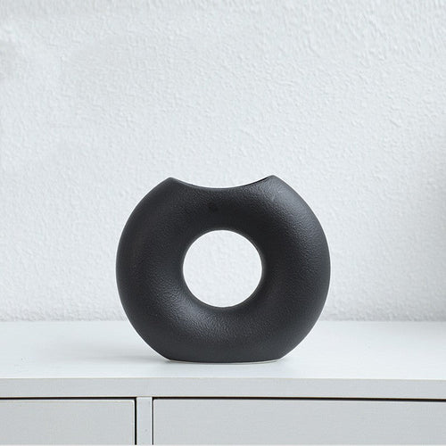 Nordic Style Simple Ceramic Vase Semicircle Creative Flower Device