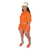 Summer Women's Solid Color Short Sleeve Shirt Shorts Two-piece Set
