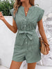 Hot Summer Leisure Commute Jumpsuit Pinstripe Short Sleeve One-piece Shorts