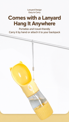 Cat-Ear Portable Pet Water Bottle with Food Cup