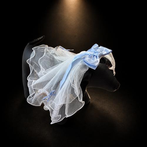 Pink Blue Tulle Bow Pet Veil Hair Clip