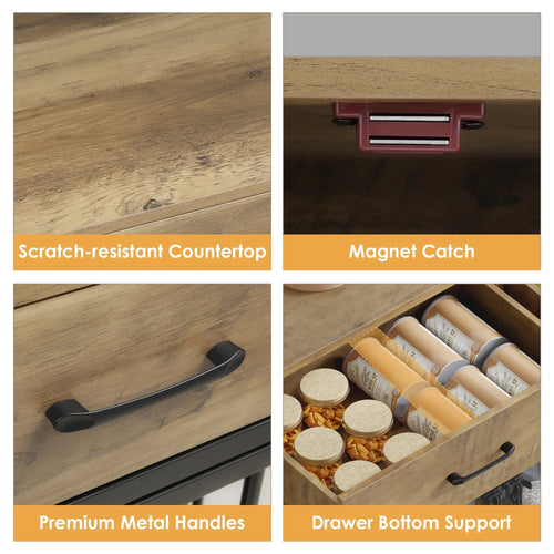 71 Tall Dog Crates Furniture, Indoor Dogs Kennel Furniture with Hutch, 42W Dog Cage Furniture for Large/Medium Dogs, Decorative Sturdy Pet House, Rustic Brown