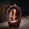 F Ceramic Waterfall Incense Burner Buddha Hand Censer Holder Indoor Smoke Backflow Incense Fountain Buddhist Altar Table Decor