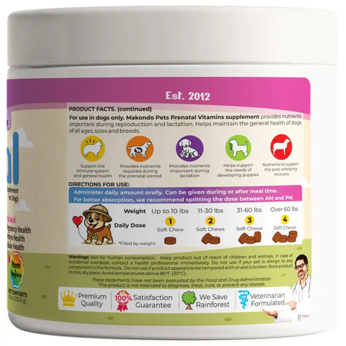Dog Prenatal Vitamins - 120 Soft Chews
