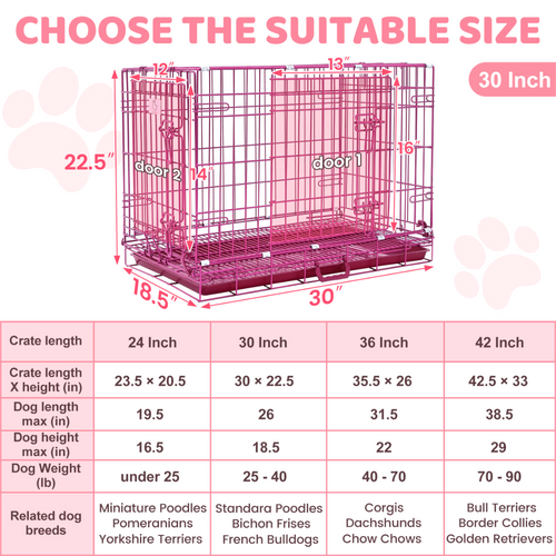 24-42 Collapsible Pink Dog Crate RED24-42