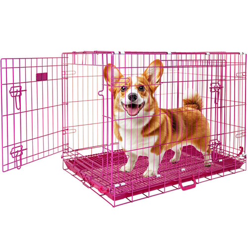24-42 Collapsible Pink Dog Crate RED24-42