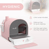 Pink Covered Cat Litter Box with Odor Filter - Complete Privacy Kit with Tray, Scoop & Mat | Compact Hooded Litter House