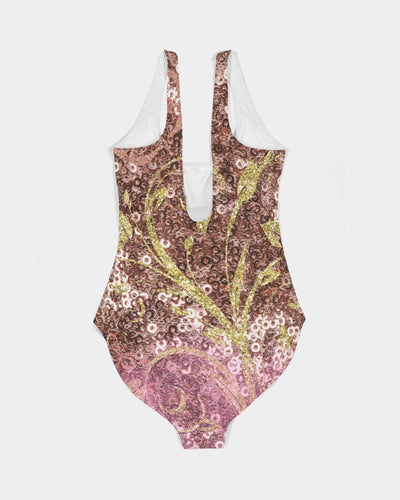 BEAUTIFUL PURPLE GITTER DESIGN CREATED BY FLIPSTYLEZ Women's All-Over Print One-Piece Swimsuit