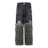 Men's American High Street Stitched Camouflage Wide Leg Jeans