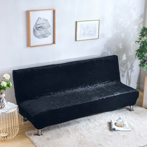 All-inclusive Silver Fox Velvet Armless Folding Sofa Bedspread