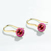 Silver Plated 9K Gold Inlaid Garnet Earrings Red Corundum