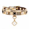 Clover Rhinestone Leather Pet Collar