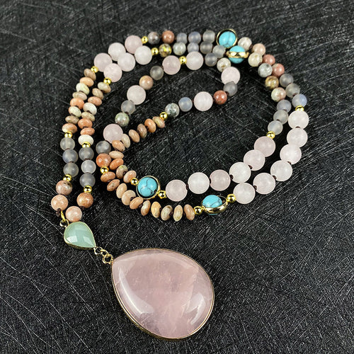 Natural Stone Powder Arrow String Necklace