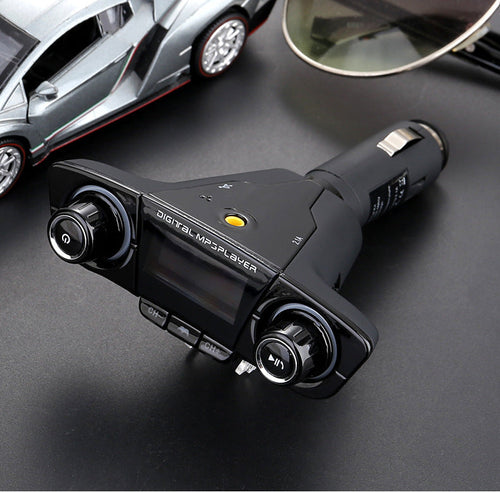 Dual-head Car Bluetooth Mp3 Dual-knobs, Cool Lights, Large-screen Display